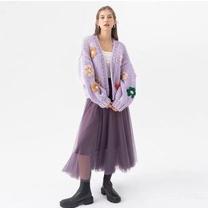 Women's Lilac Layered Mesh Ballet Prom Party Tulle Tutu A-Line Maxi Skirt